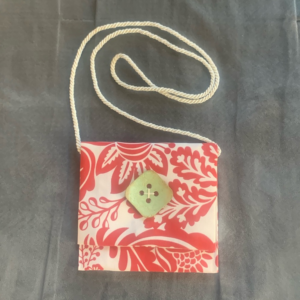 NEW Handmade Red & White Print Fabric Mini Bag โค๏ธ๐ค - Picture 1 of 5
